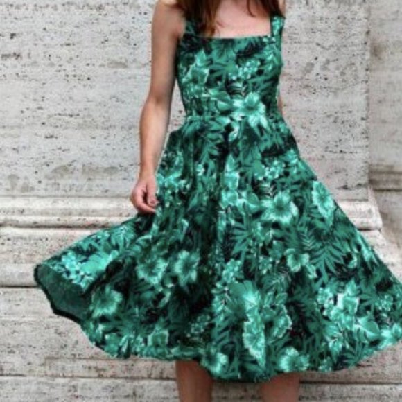 Zara - Floral Fit And Flare Dress - Picture 2 of 6